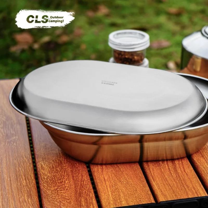 CLS&NOBANA Newset Outdoor 304 Stainless Steel Travel Portable Barbecue Camping Household Large Soup Basin Small Shallow Plate 3