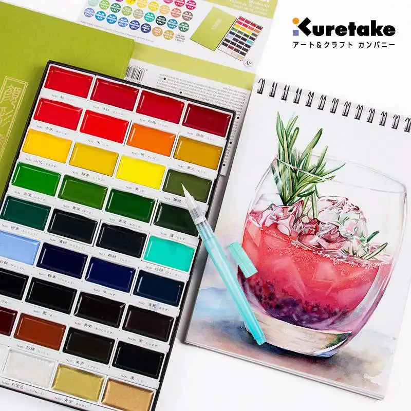 Watercolor Painting Set, Watercolor Paint, Watercolor Pigment | Kuretake Solid Watercolor Paint Set Metallic Water Color Paints For Painting Art Supplies