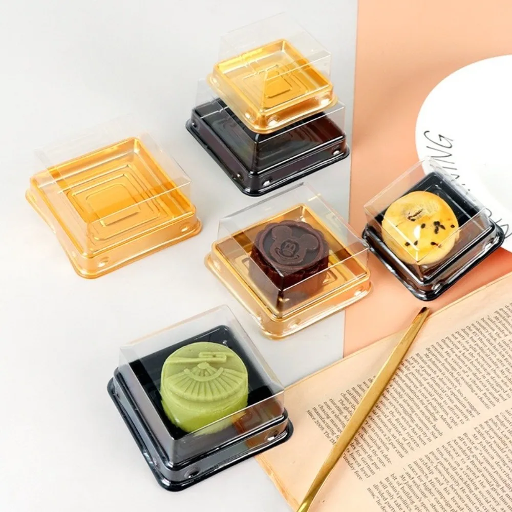 50Pcs Moon Cake Boxes, Square Plastic Cupcake and Muffin Containers, Transparent Pastry... - SKU PCB01628 - UGI Packaging