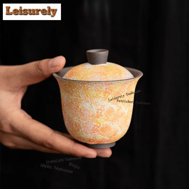 150ML Rock Mineral Gaiwan Boutique Tea Tureen Household Tea Bowl With Lid Kit Tea Maker Cover Bowl Cafes Accessories Collection