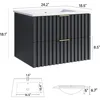 24 Inch Bathroom Vanity with Sink Combo, Floating Bathroom Vanity with 2 Fluted Drawer, Modern Wall Mount Bathroom Cabinet 2