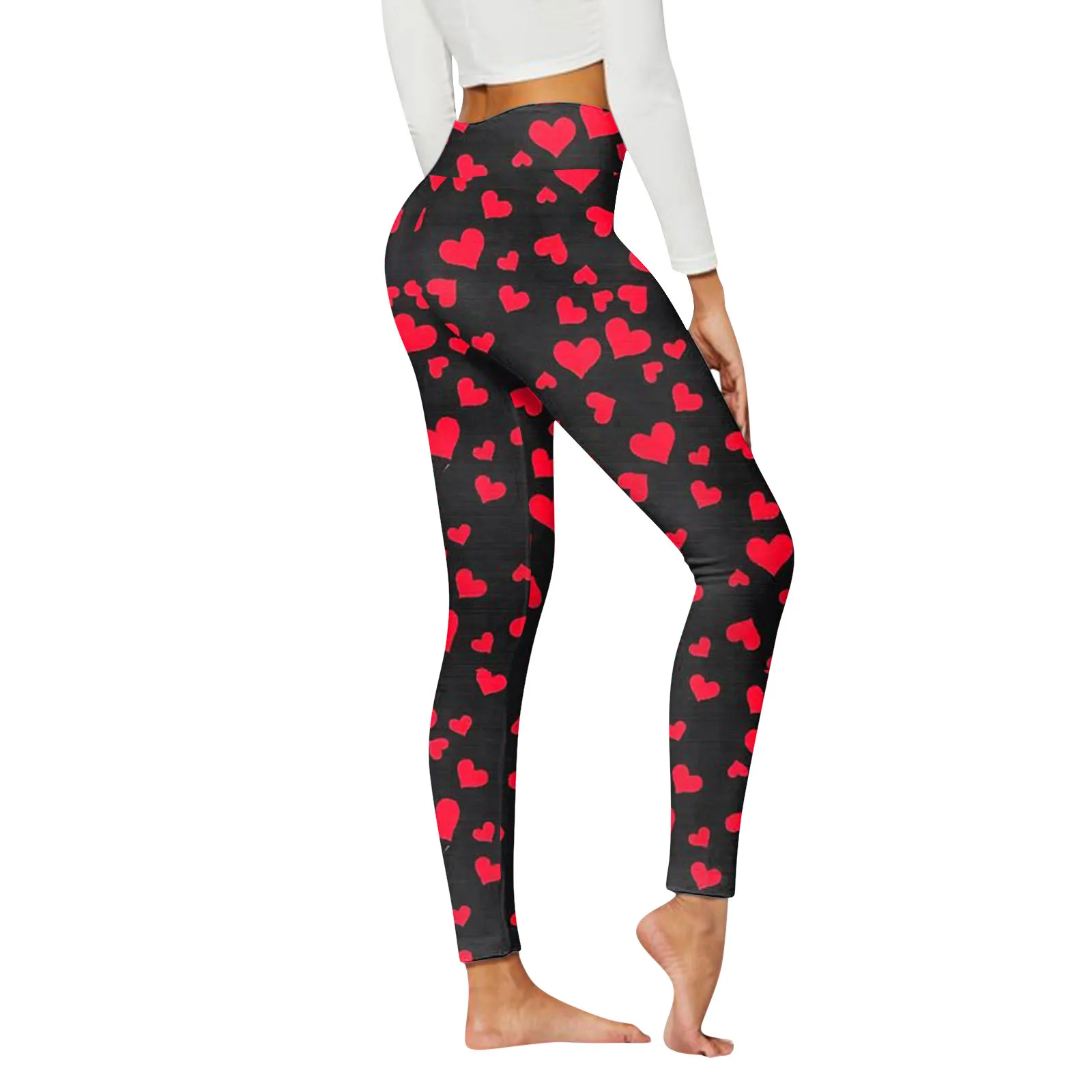 Womens Casual Fashion Pants Heart Print Sports Leggings