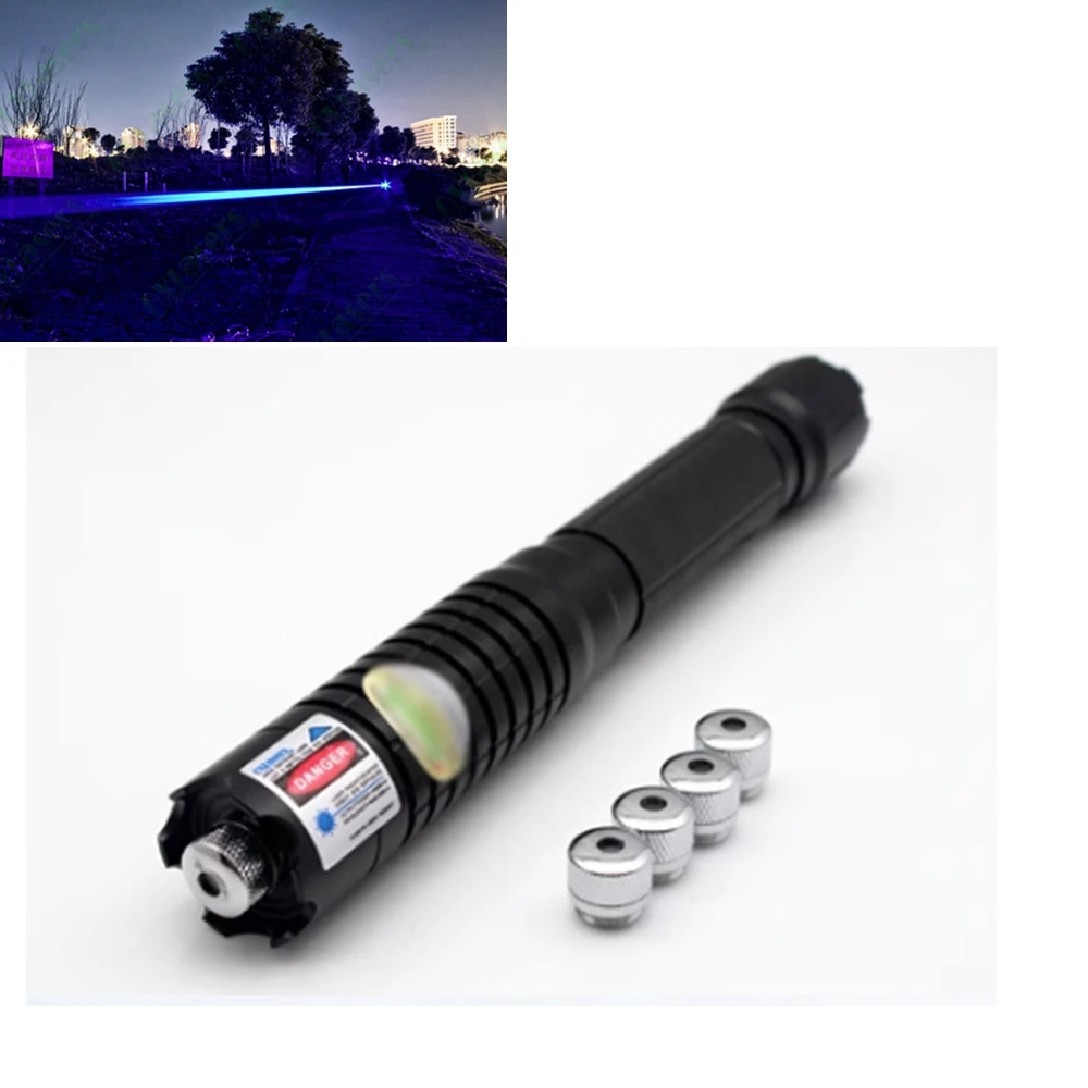 Adjustable 450nm 1300mw/2200mw Blue laser flashlight laser pen Module high power military 100w 100000m green blue laser pointer 450nm flashlight burning match candle lit cigarette wicked hunting