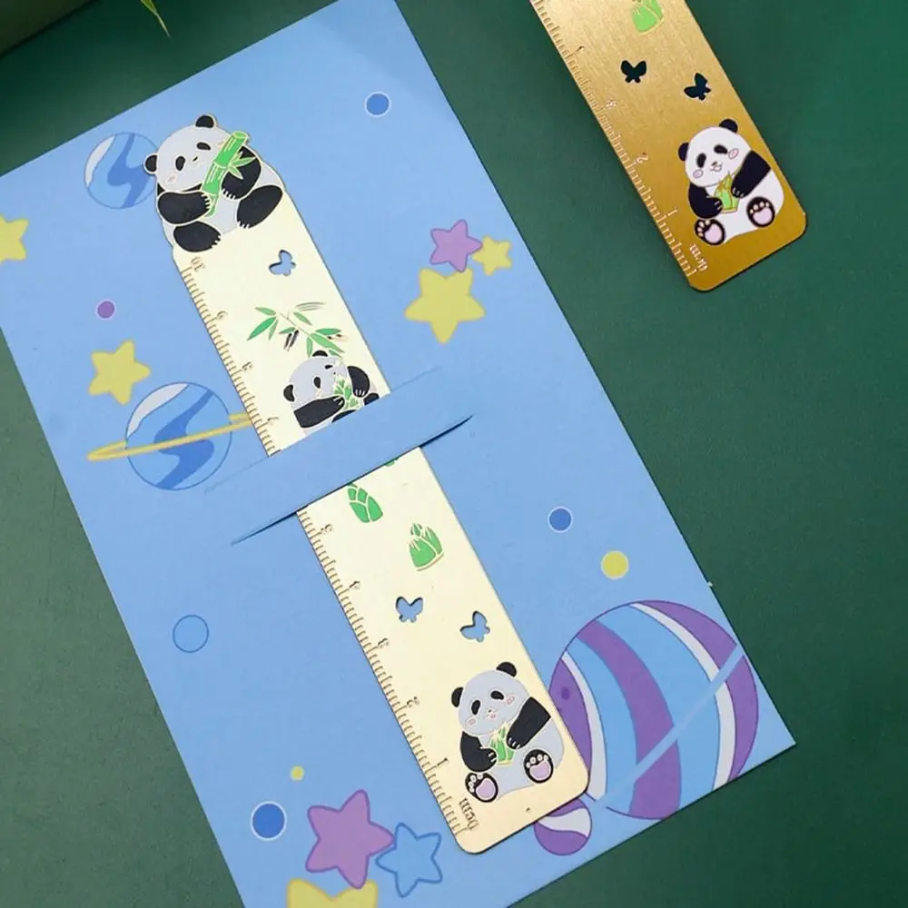 Hollow Metal Panda Bookmark Chinese Style Pendant Book Clip Book Holder Ruler Retro Pagination Mark School Office Supplies