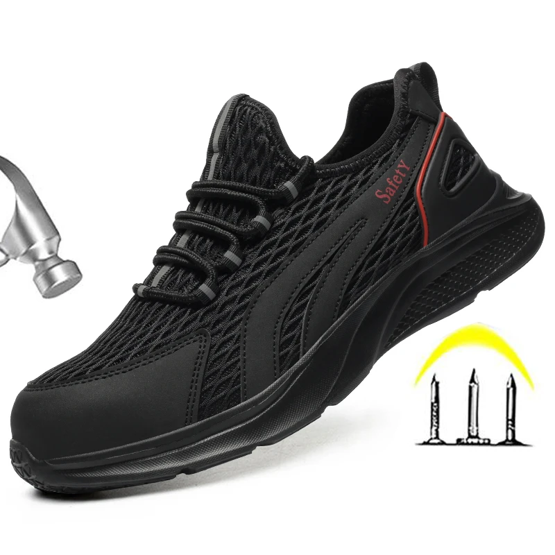 

Work Safety Shoes Men Breathable Indestructible Steel Toe Shoes Safety Shoes Work Boots Anti-Smashing Anti-iercing Big Size 48