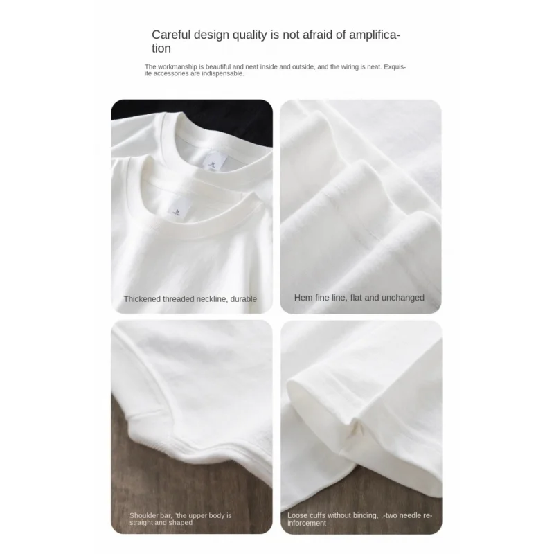 Heavyweight Pure Cotton Summer Short Sleeves T-shirt Printed Loose Niche College Style Youth All-Match Top 6