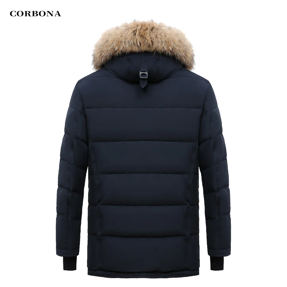 CORBONA 2023 NewArrival Men Real Fur Winter Jacket Navy Blue Casual Coat Daily Windproof Warm Gift High-End Cotton Male Parka