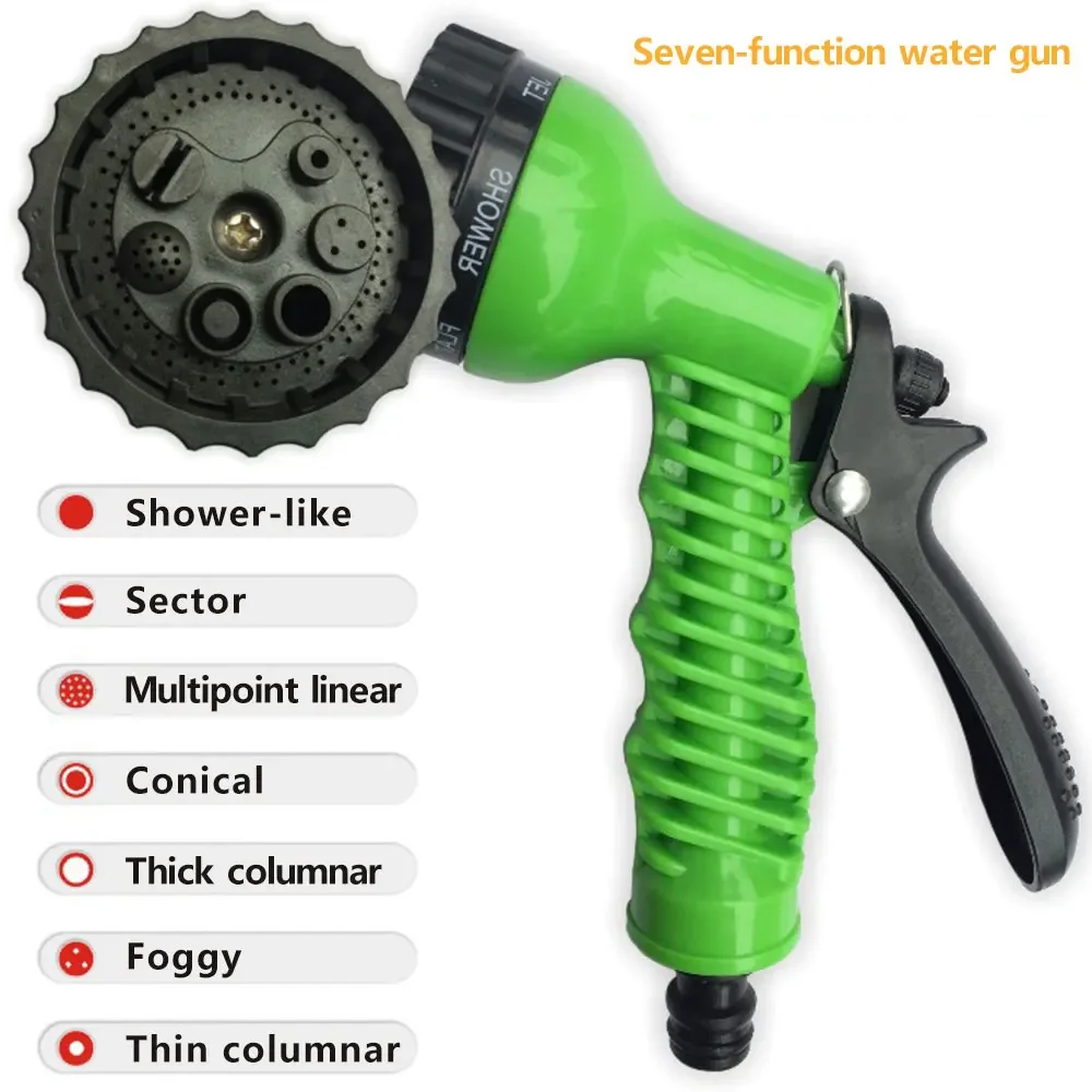 Expandable Garden Hose with 7 Patterns - Flexible Water Gun Sprayer for Car Wash