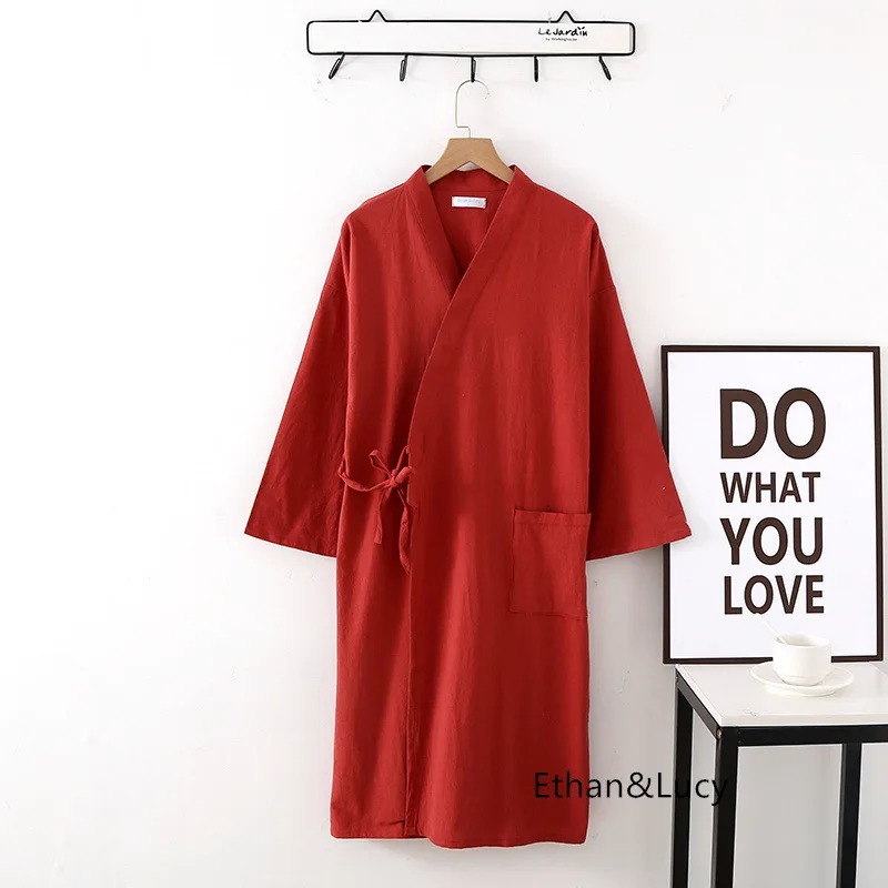 Cotton Bathrobe Multi Colors Long Sleeved Bathrobe With Pocket For Men And Women