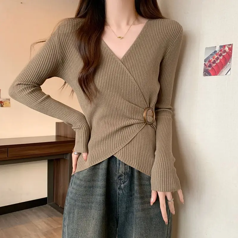 Korean Fashion V-neck High Zipper Strapless Sweater SD02064