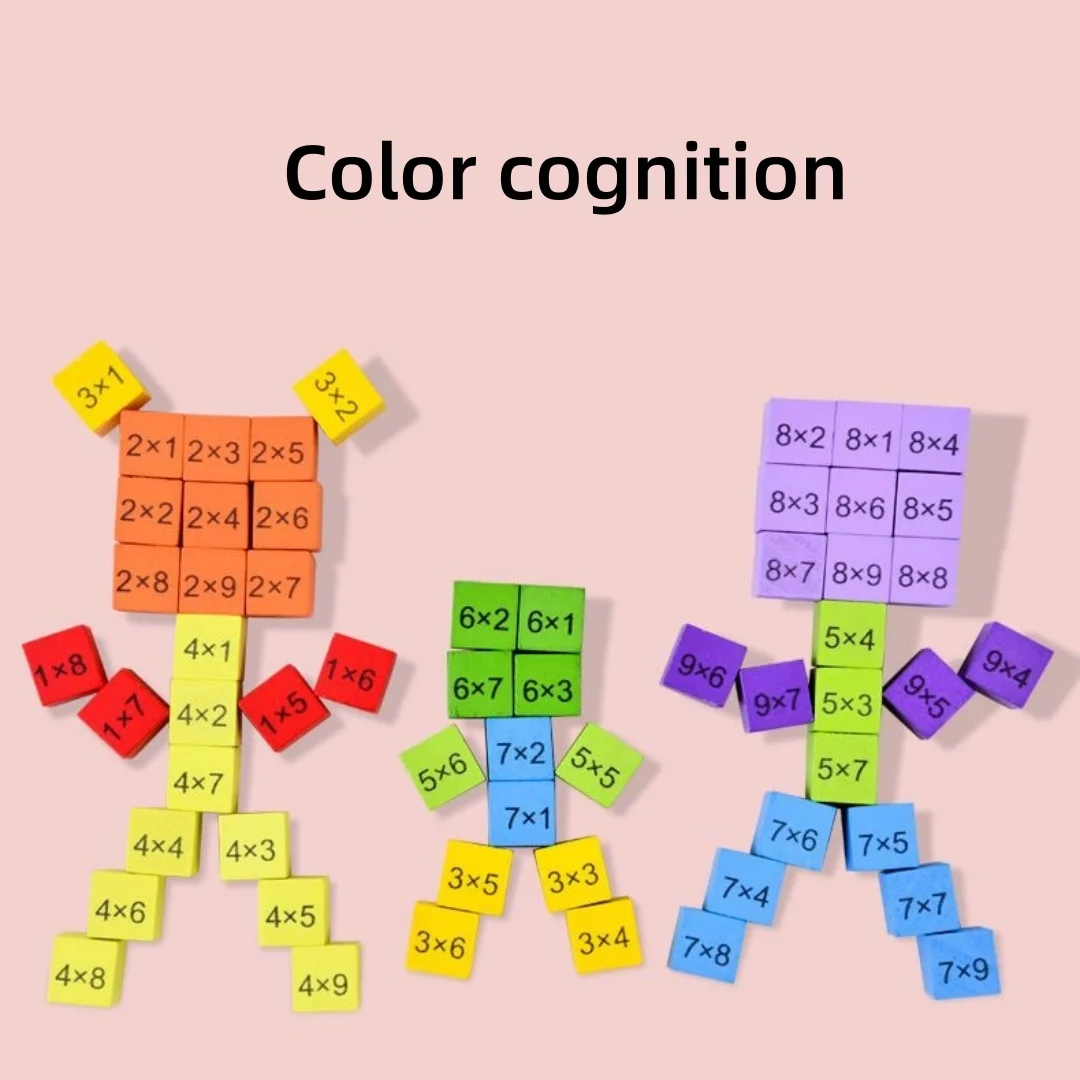 Wooden Multiplication Board Game 81 Cubes Blocks Montessori 9*9 Times Table Tray with Answers Preschool Learning Toys Gift