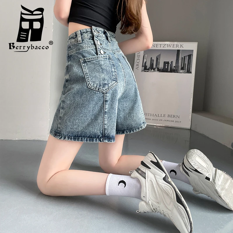 Pantalones vaqueros holgados empalmados para mujer pantalones cortos vaqueros de pierna recta ropa hasta rodilla y2k hombre ropa mujer primavera verano 2022 cintura alta pantalon anchos barata y envio cargo| | -