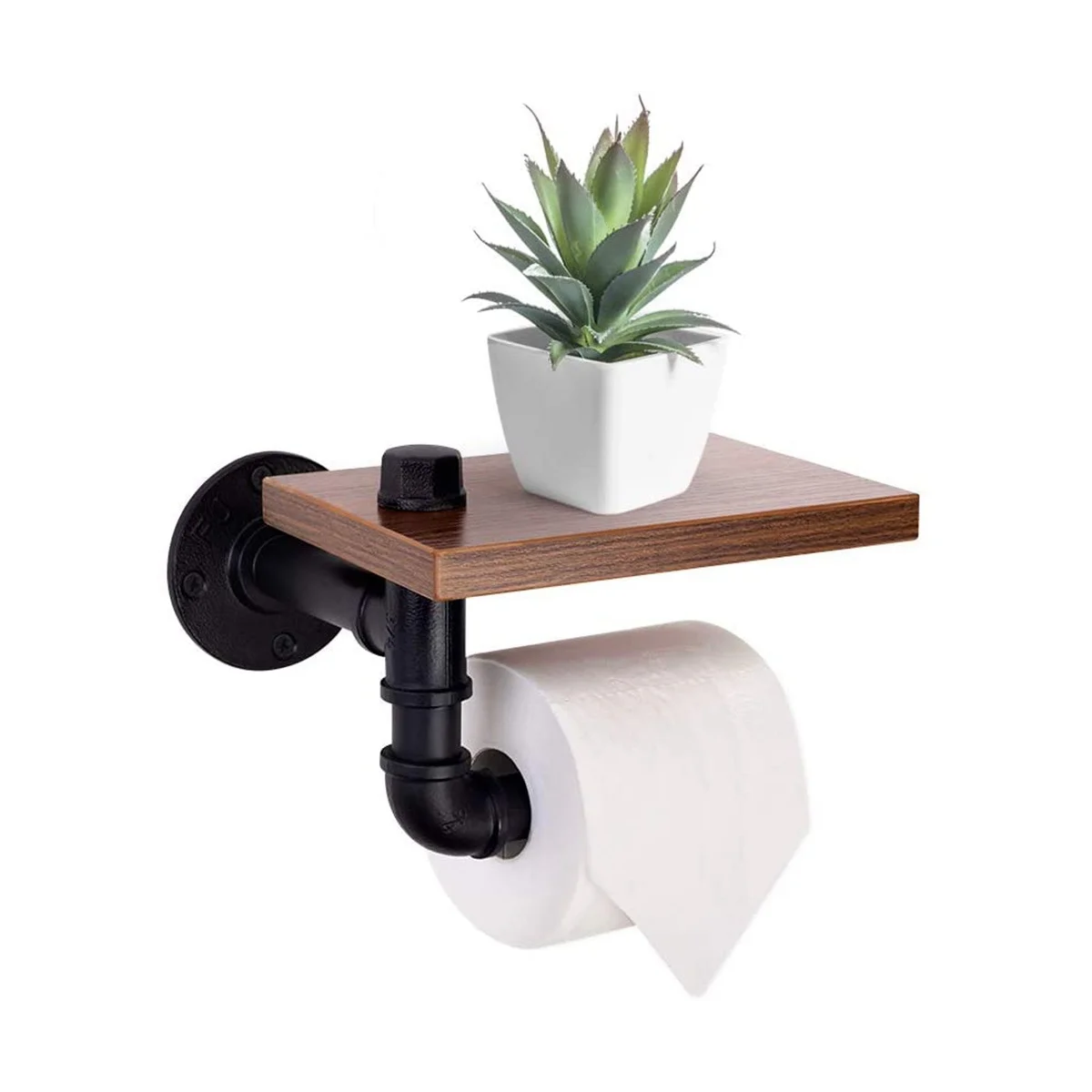 Rustic Industrial Toilet Paper Roll Holder Pipe Floating Holder Home/Bathroom Wall Mounted Shelf