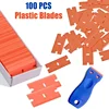 100 Pieces Two Cutting Plastic Razor Blade Label Clean Razor Glue Remover Window Glass Clean Scraper Car Wrap Sticker Squeegee 1