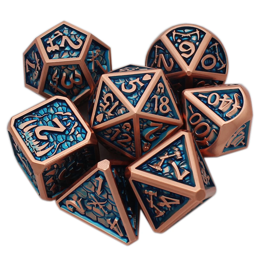 Game Dice Dice Set 7 Pcs Galaxy Metal D&D Dice Metal DND Dice Polyhedral Dice Set for Role Playing Game Pathfinder