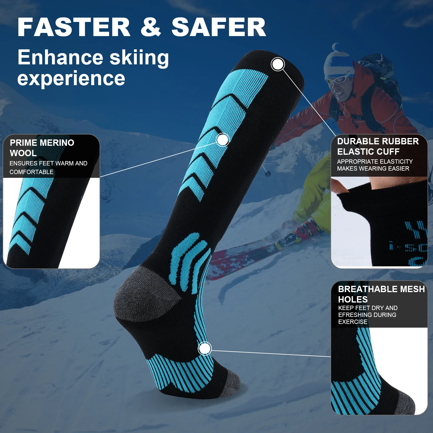 Ski Socks New Thick Cotton Sports Snowboard Cycling Skiing Soccer Socks Men Women Moisture Absorption High Elastic Thermal socks