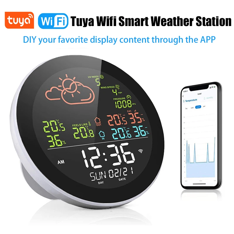TuyaWIFISmartWeatherStationHomeEnvironmentThermometerHumidity