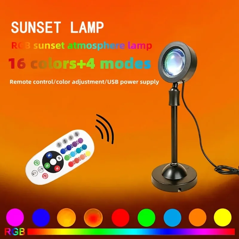 USB Sunset Light LED Rainbow Neon Night Lamp Sunset Projector Self Photography Light Wall Atmosphere Lighting For Bedroom Decor
