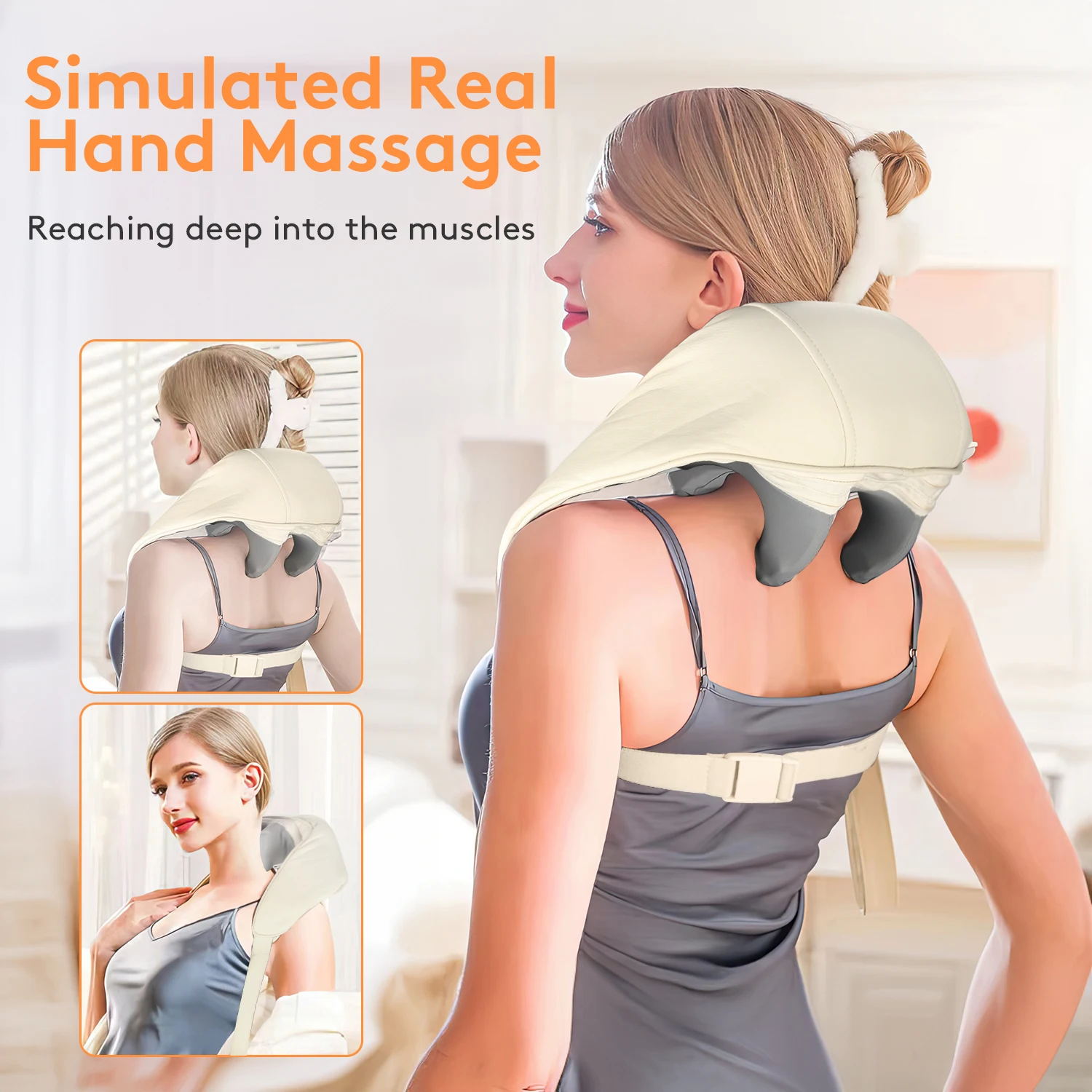 

Mebak Electric Cervical Trapezius Muscle Shoulder Massager Neck And Back Massager Wireless Full body 4D Kneading Massage Machine