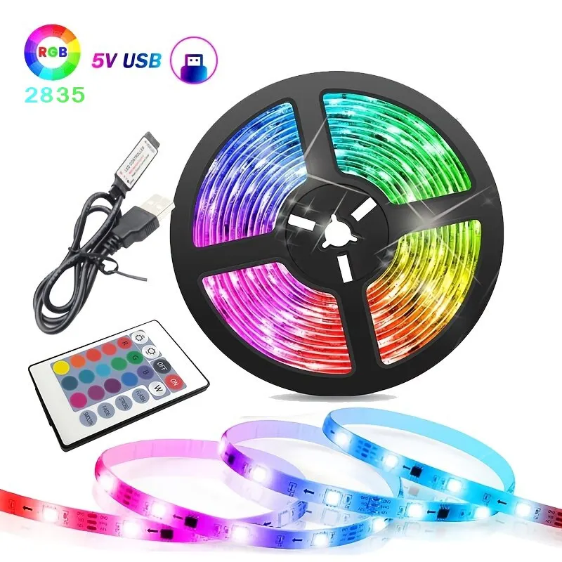 1M USB LED Strip Lights RGB IR Control Luminous Decoration Living Room 2835 Ribbon Lighting Light For Home Decor TV Backlight