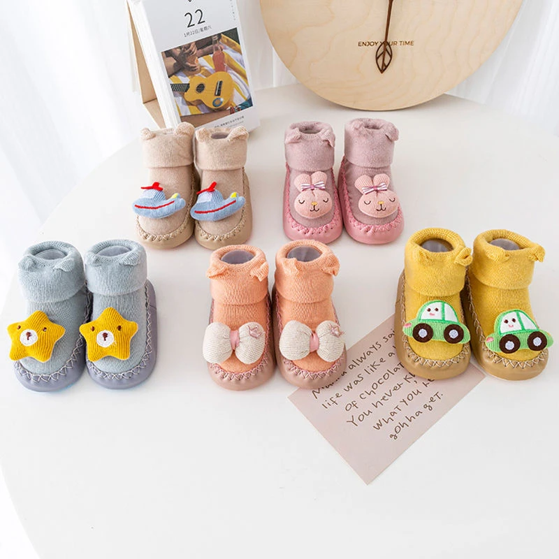 Sock Shoe Rubber Sole Babies Toddler Boy Slipper Socks Warm Winter