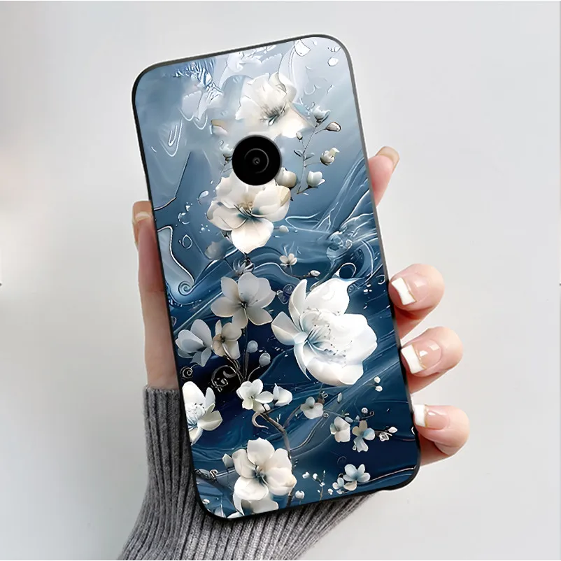Cute Flower Cartoon Soft Silicone Phone Case – Black Printed Shell Cover