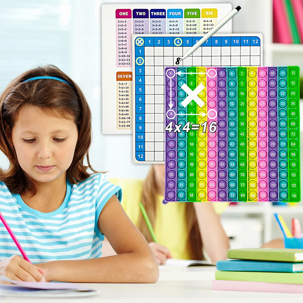 Multiplication games pop toy erasable card pen math learning writing games educational stationery for kids