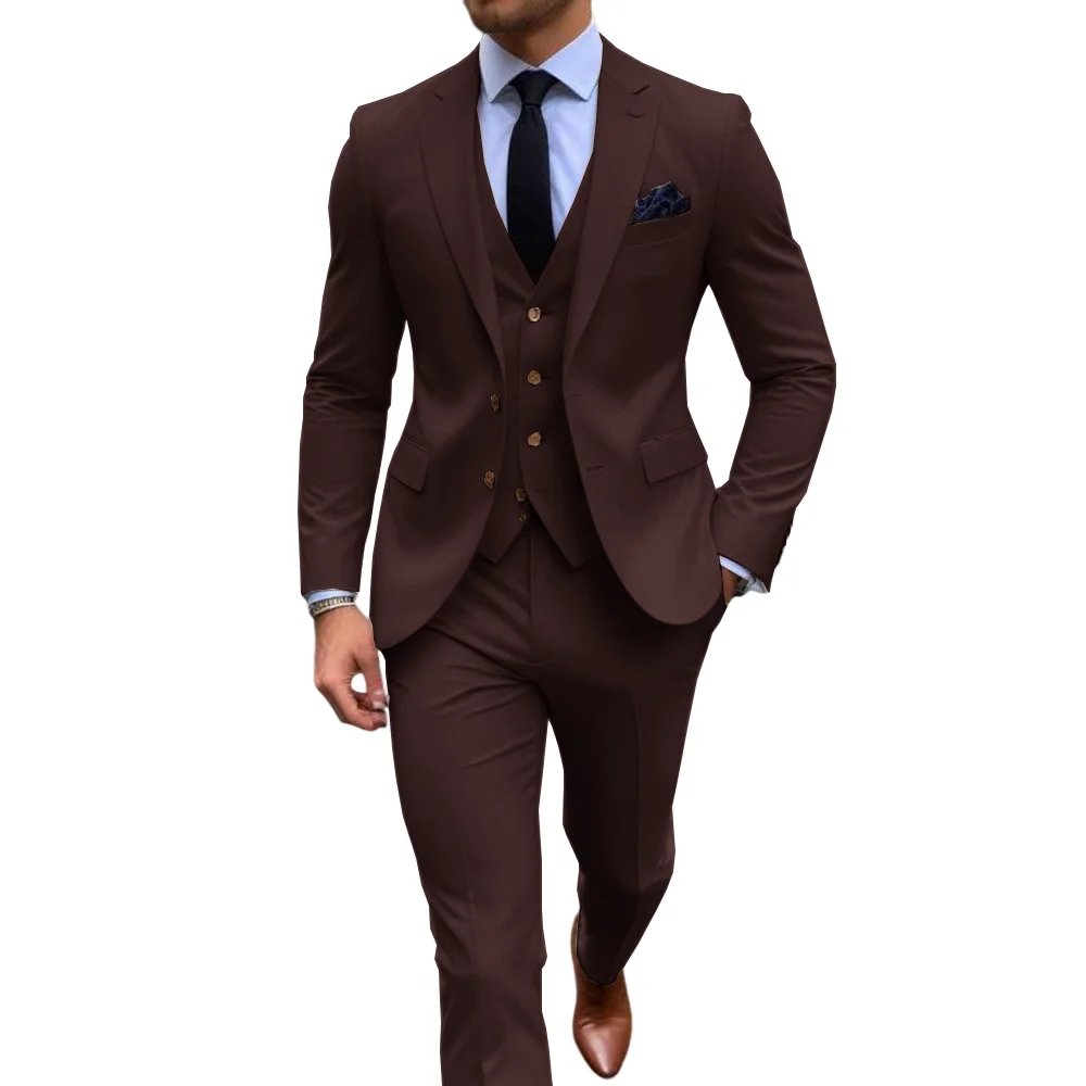Men's Stylish Khaik 3 Piece Suits For Men-Classic Formal Attire- Business Wear Suits- Party Wear Jacket -Prom Suit- For Men