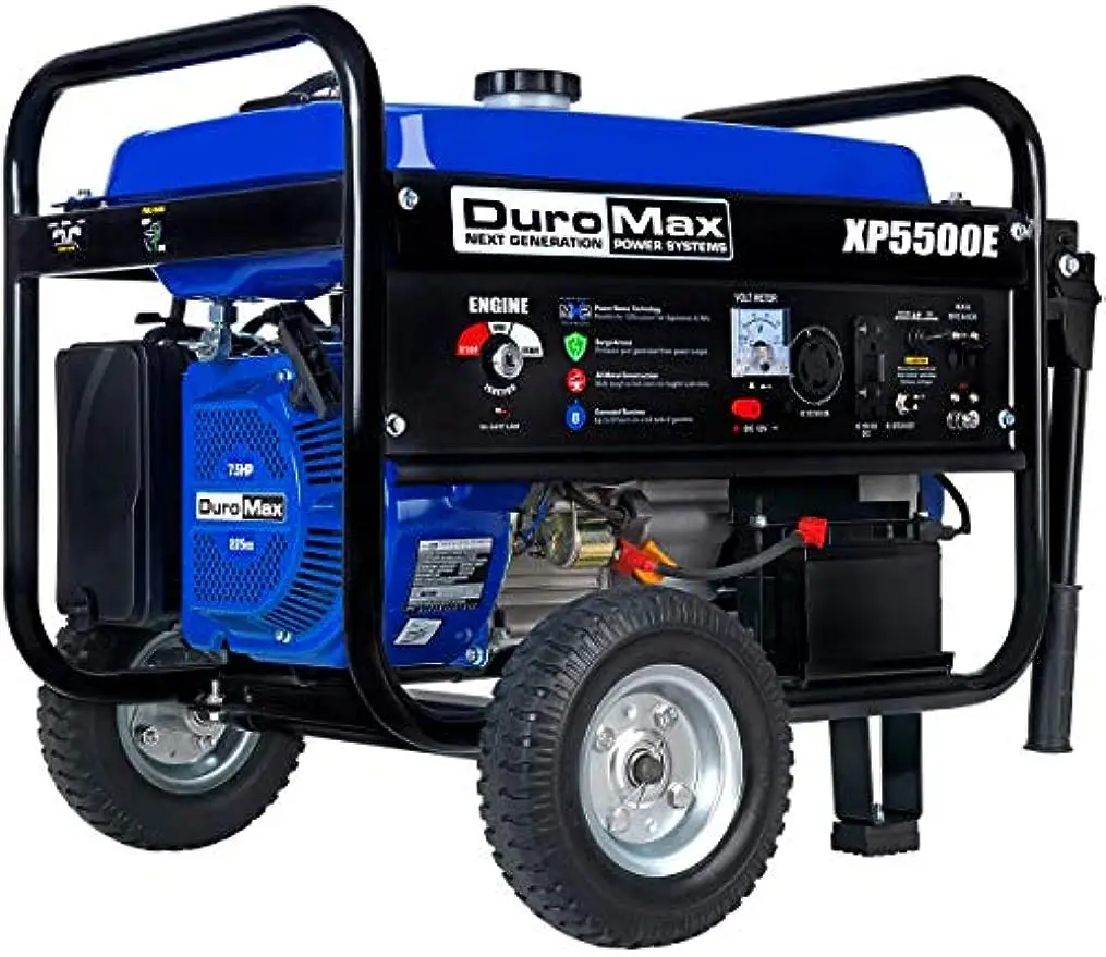 

DuroMax XP5500E Gas Powered Portable Generator-5500 Watt Electric Start-Camping & RV Ready, 50 State Approved, Blue/Black