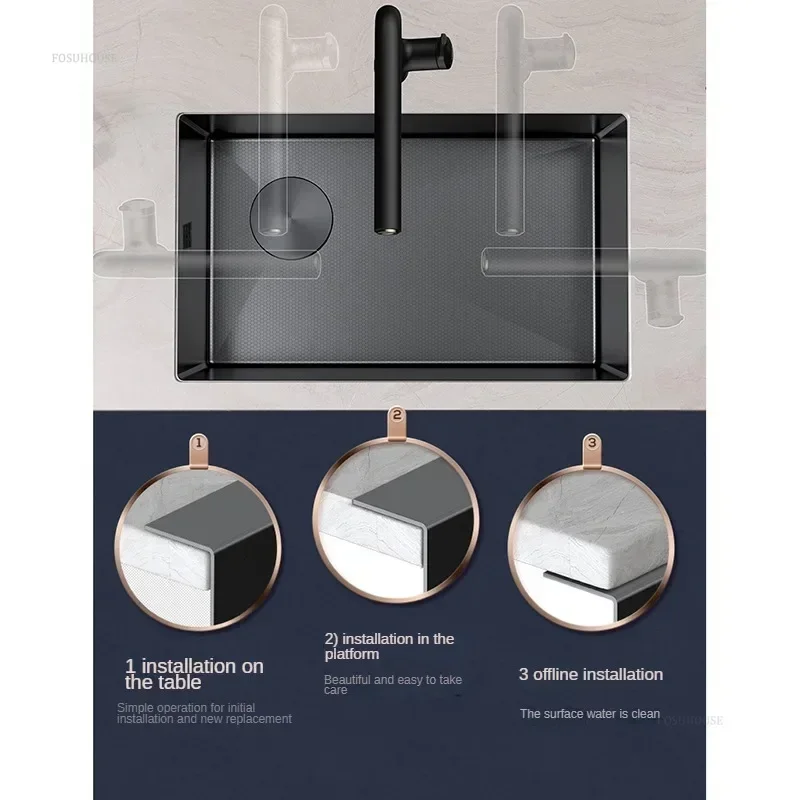 Metal High Quality Sink for Kitchen European Honeycomb Embossed Scratch-resistant Kitchen Sinks Simple Design Sinks for Balcony