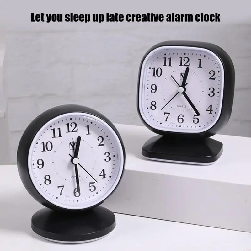 23GA Stylish Quiet Alarm Clock with Arabic Numerals Battery Operated No Ticking Analog Desk Clock for Children Bedroom 3