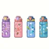 600ml Cartoon Animal Water Bottle Portable Safety Lock Cute Straw Cup Kids Leak-proof Drinking Jug For Outdoor Camping Travel 6
