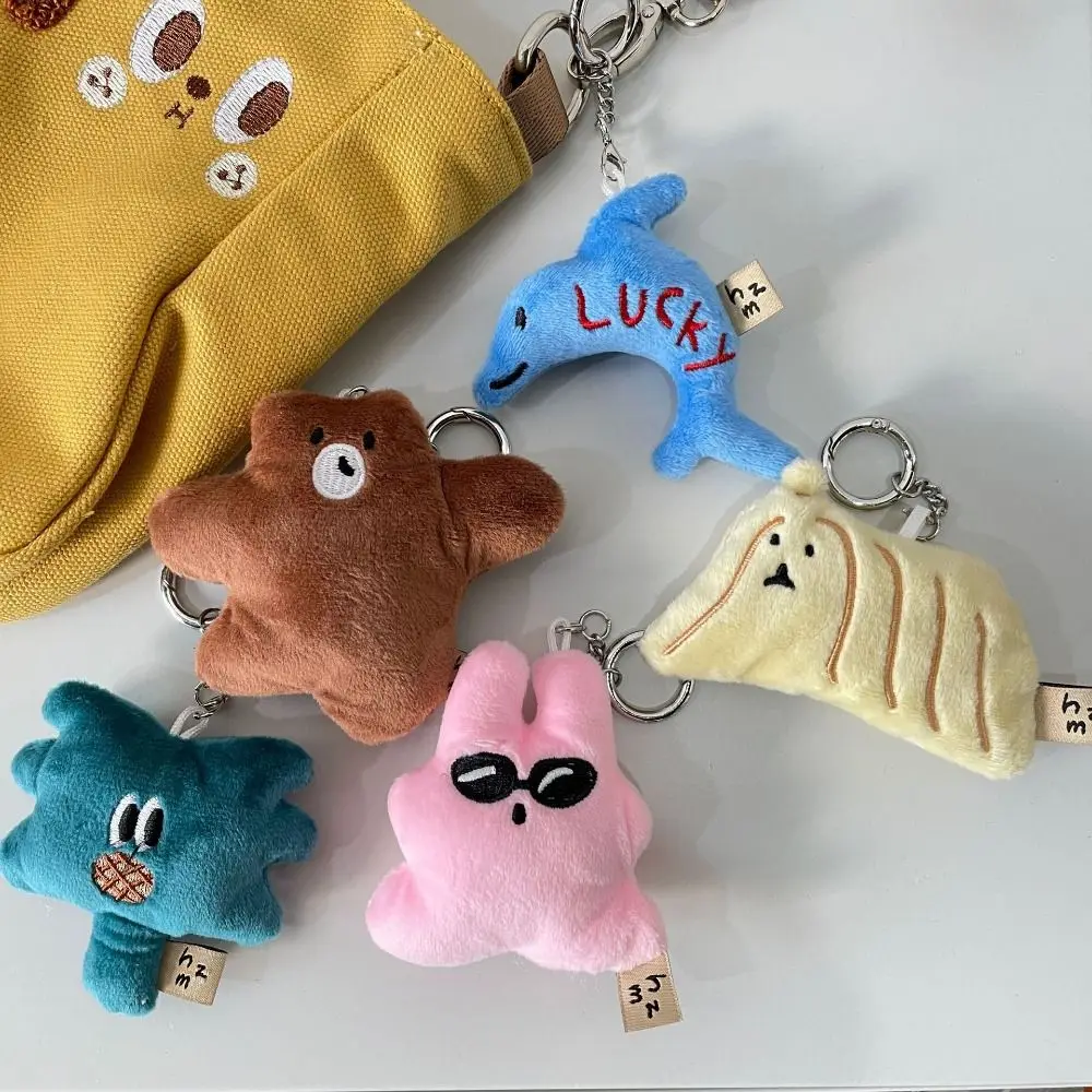 Sunglasses Rabbit Funny Animal Key Chain Creative Hug Bear Long Hair Dog Dolphin Pendant Charms Soft Plush Doll Keychain Couple