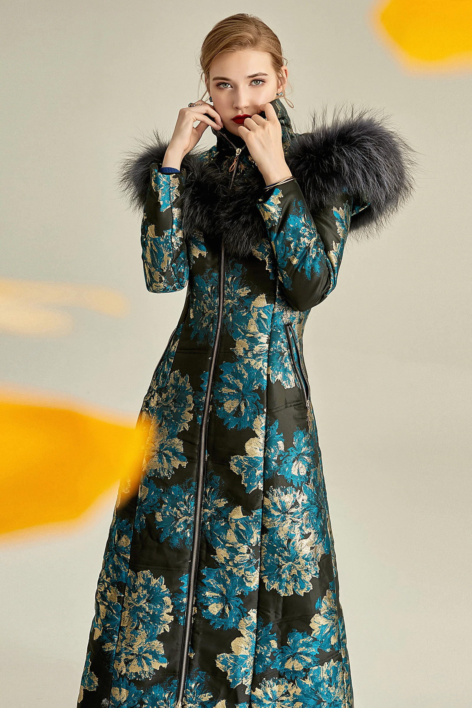 Eaphibig collar botanical half jacket Eaphi big collar botanical