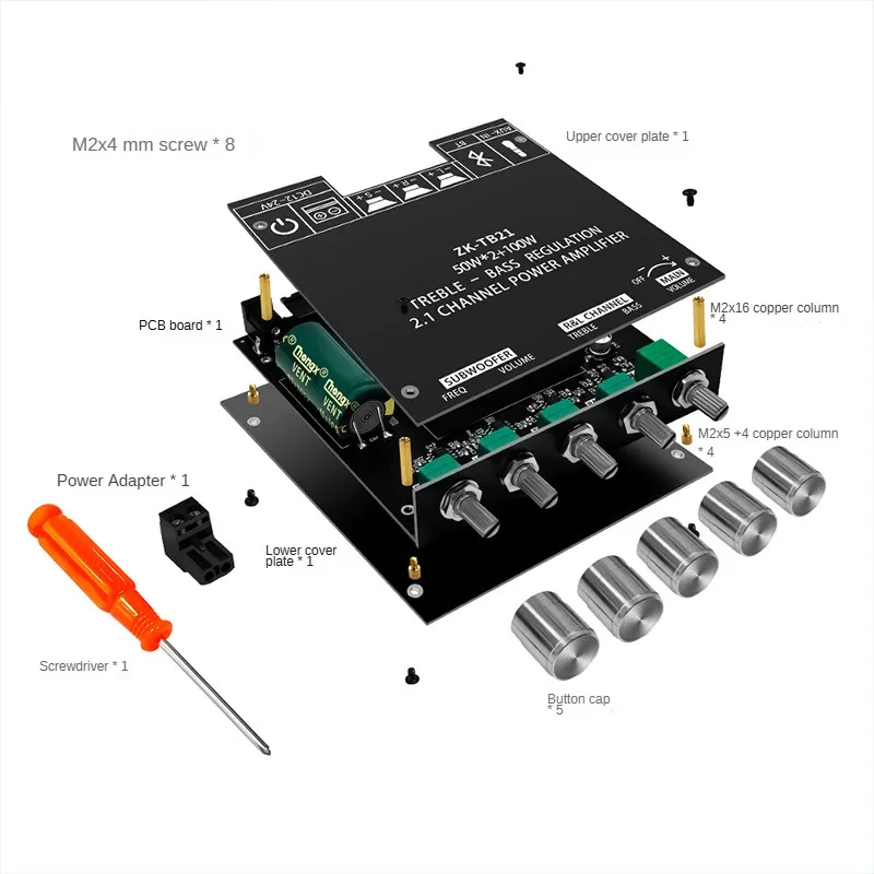 Sound Amplifier ZK-TB21 2.1 Channel Bluetooth Digital Power Amplifier Module