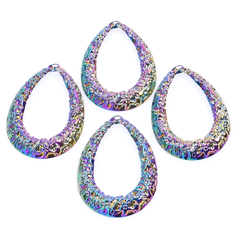 

10PCS Fashion Water Drop Pattern Charm Pendant Accessories Rainbow Color For Gift Customied Jewelry Making Earring Necklace Bulk