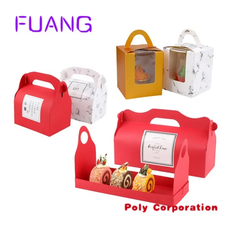 

Custom Custom Logo Cute Take Away Gold foil Black Paper Cardboard Gable Cake Boxes For Bakery