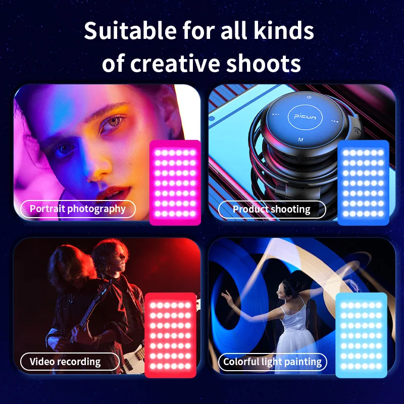 Desiontal M140 RGB Photography Fill Light Live Streaming Conference Selfie Lighting Compatible with Camera,Cell Phone,Laptop Use 3