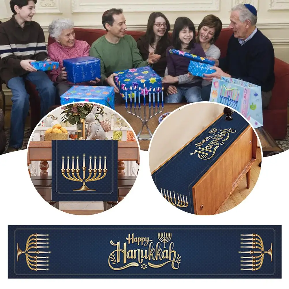 

Hanukkah Tablecloth Jewish Chanukah Menorah Oxford Table Kitchen Cover Table Cloth Decoration Room Cloth Dining Home Festiv R6D0