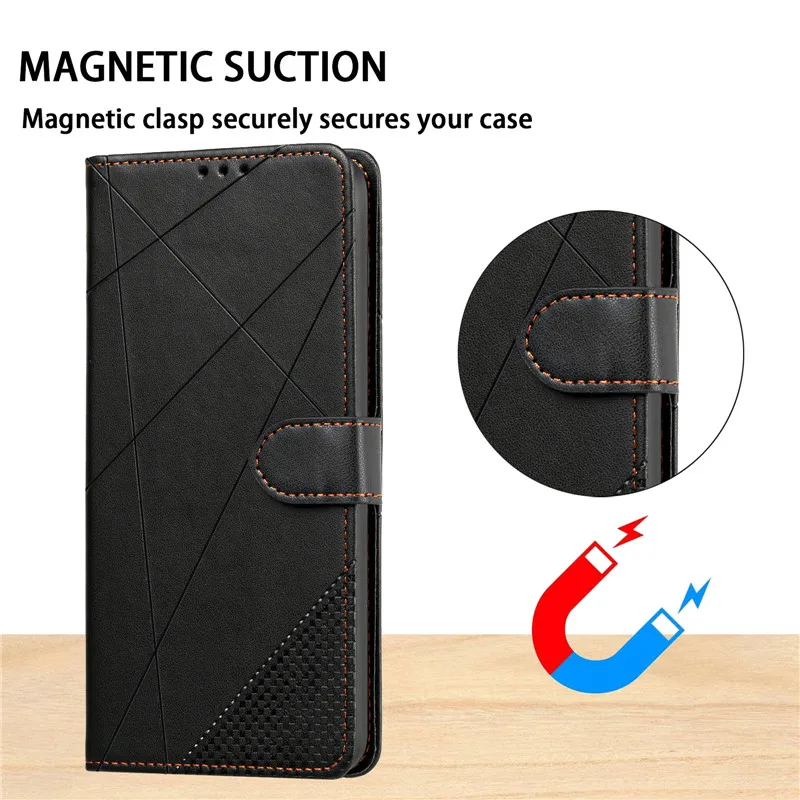 Magnetic Leather Wallet Flip Case with Phone Stand and Card Holder