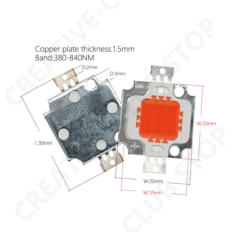 12V 30V LED Pflanze Wachsen Licht High Power LED Chip Volle Spektrum Wachsen 380-840NM 10W 20W 30W 50W 100W Für Licht Pflanze Lampe Perle DIY – Detail 7