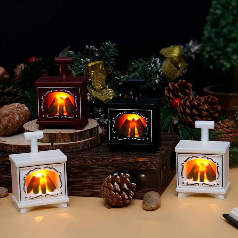 Mini LED incandescente modello di camino casa delle bambole giocattoli Micro ornamenti paesaggistici accessori fai da te inverno natale regali di Halloween Decor  26