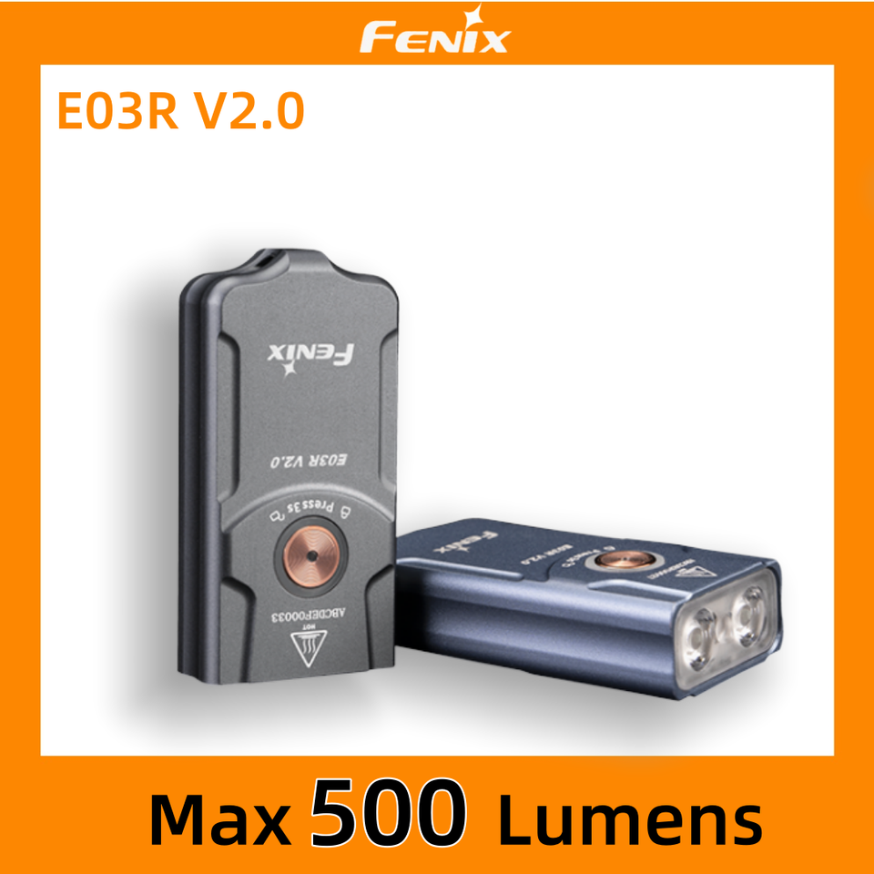 Fenix E03R v2.0 EDC pocket touch Flashlight Keychain Torch Light Rechargeable Pocket Light (500 Lumens)