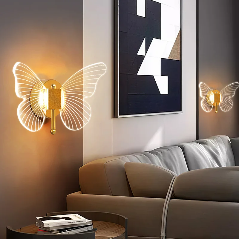 

LED Butterfly Wall Light Indoor Lighting Lampras Home Bedroom Bedside Living Room Decoration Staircase lamp iluminação interior