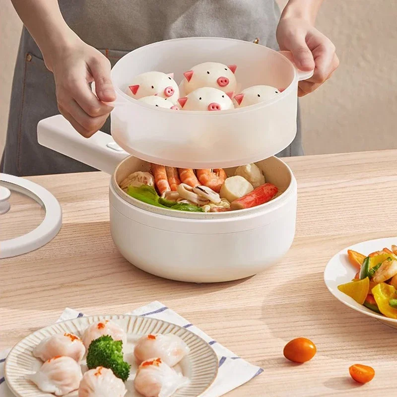 HYUNDAI Mini Electric Cooker Ceramic Glazed Non-stick Multi Cooker Electric Steamer Dormitory Multi-function Electric Hot Pot 6