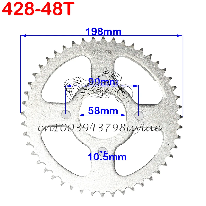 420/428 Chains 37T/41T/48T tooth  58mm Rear Chain Sprocket for ATV Quad Pit Dirt Bike Buggy Go Kart Motorcycle Accessories