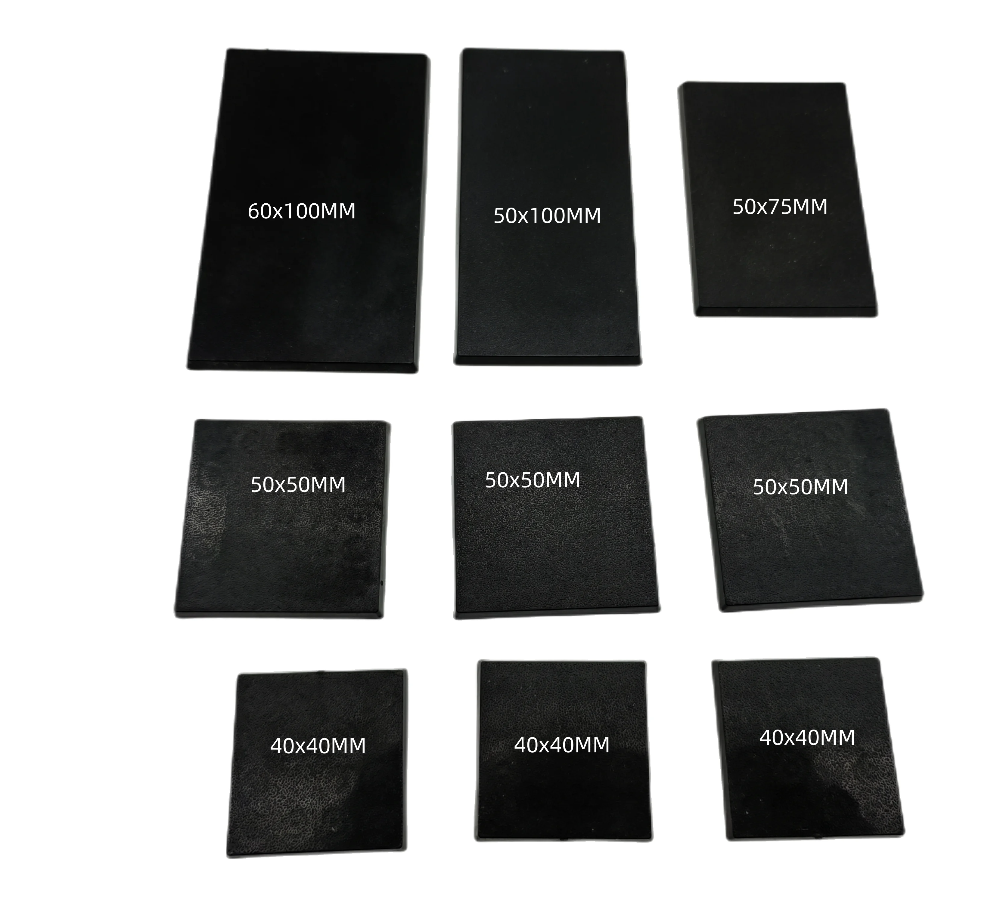 Mix 60x100mm 50X100mm 50X75mm 50X50mm 40X40mm Rectangle Bases For Miniature Wargames Table Games（9 Pieces in Total）