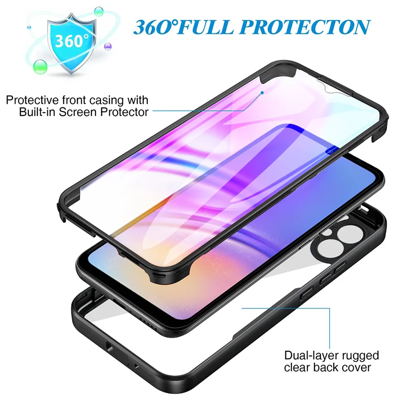 360 Protezione Dello Schermo Del Corpo Completo Custodia Trasparente Per Samsung Galaxy A02 A02S A03 A03S A04 A04S A04E A05 A05S Copertura Del Telefono - immagine 3