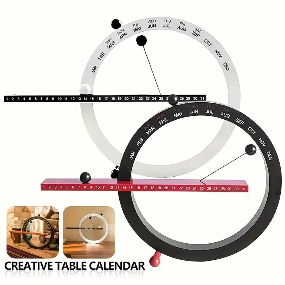 Calendario Perpetuo Magnetico Creativo, Scultura da Scrivania Circolare Moderna, Calendario da Tavolo Decorativo Manuale, Ornamento Unico per la Stanza - immagine 3