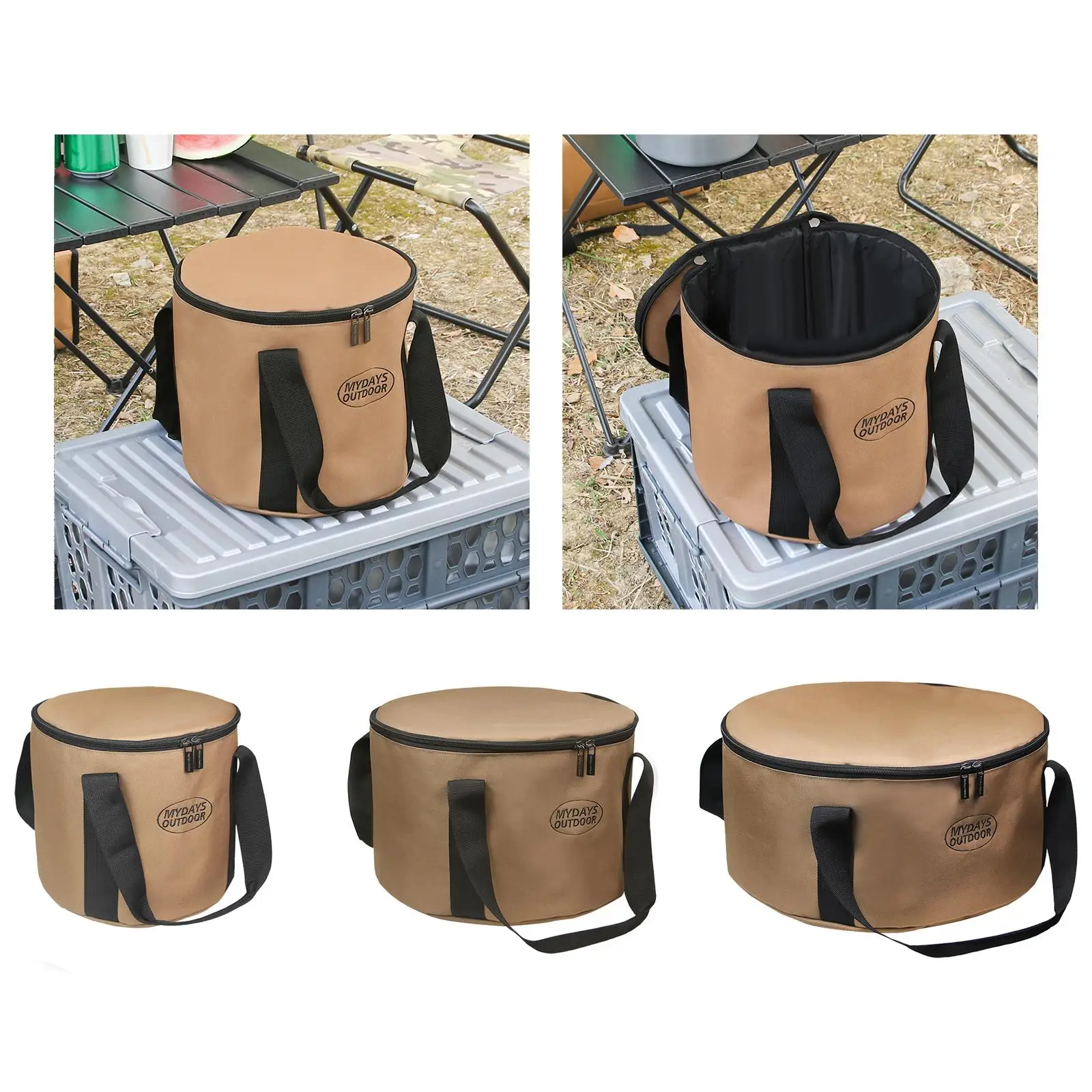 Oxford Cloth Camping Pot Storage Bag Waterproof Round Multifunctional Soft Lining